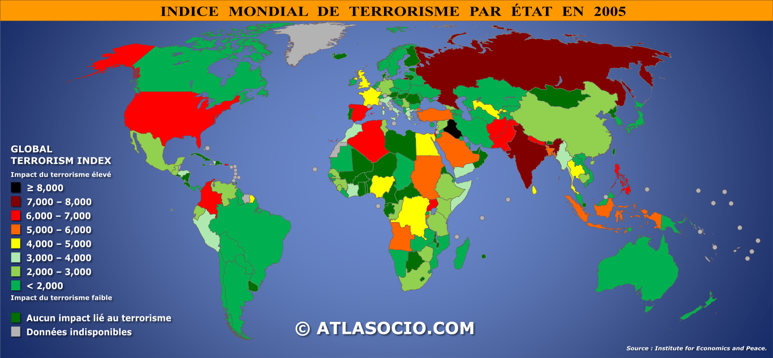 Carte Le terrorisme - Atlas géopolitique du monde global 