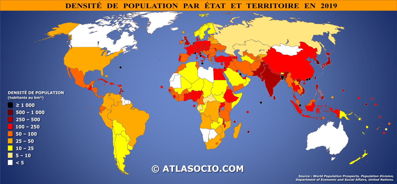HUMAINS, SOMMES-NOUS TROP NOMBREUX SUR TERRE ?  Carte-monde-densite-population-par-etat-2019_atlasocio