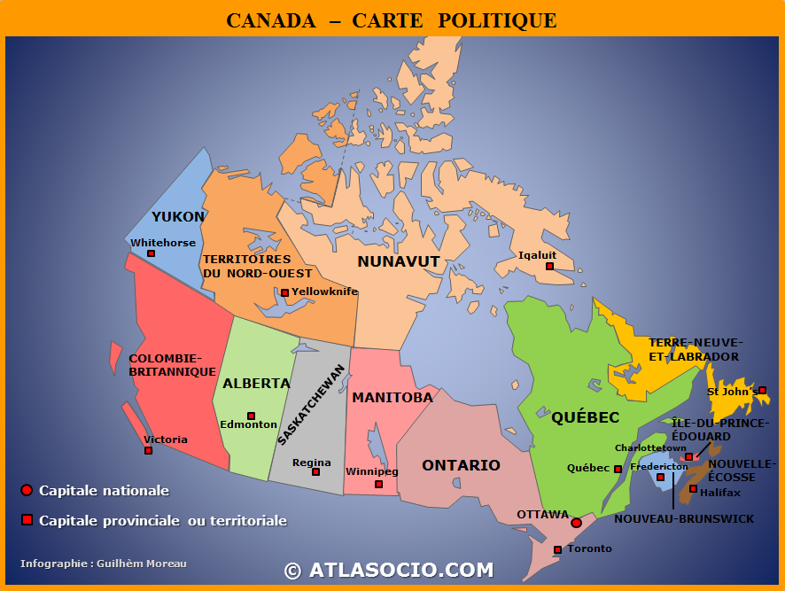 La carte du Canada