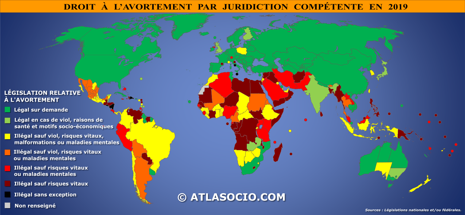Carte Du Monde Droit à Lavortement 