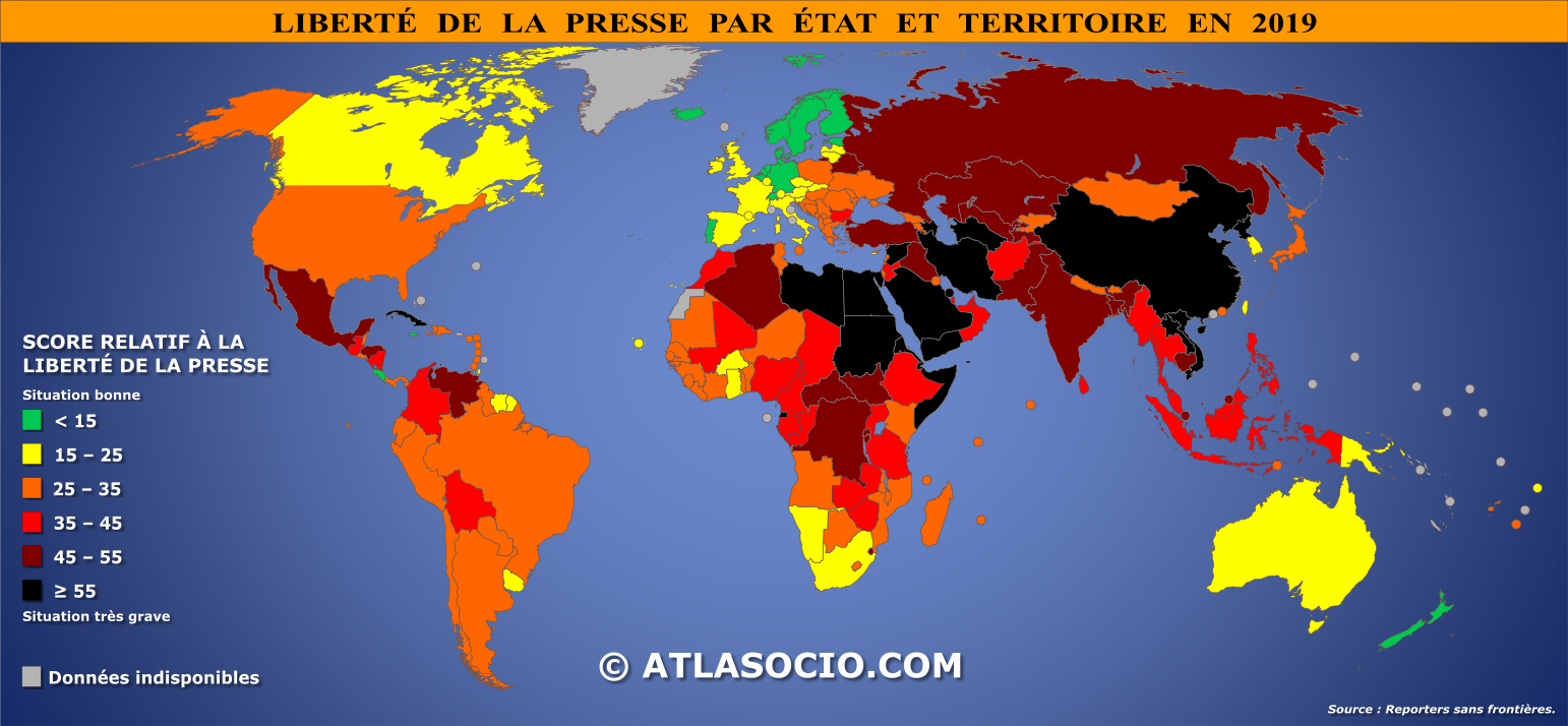Carte Du Monde Liberté De La Presse Atlasociocom