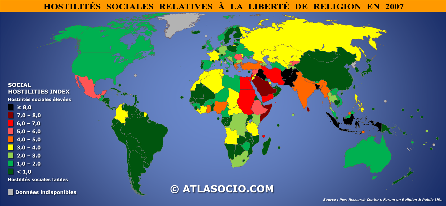 Carte Du Monde Hostilités Sociales Relatives à La Liberté