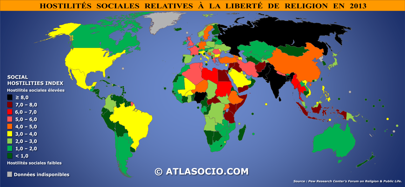 Carte Du Monde Hostilités Sociales Relatives à La Liberté
