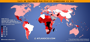 Carte du monde du taux de pauvreté