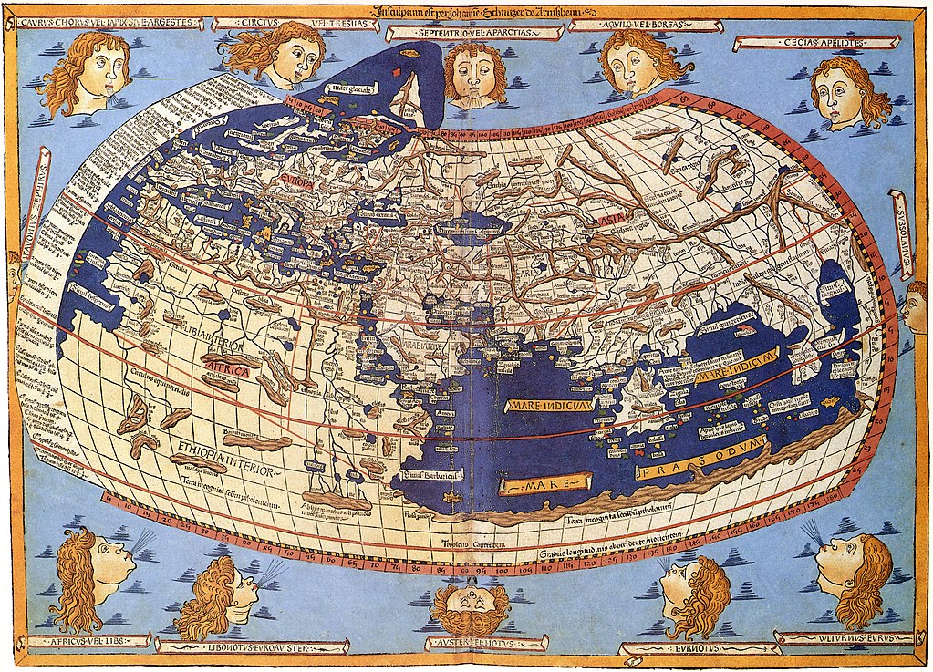 Reproduction d’une carte de Ptolémée imprimée au XVe siècle où figurent au sud du Nil les monts de Kong, nommés « mont lune ».